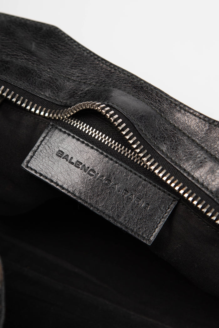 2000s Balenciaga Black Part-Time Shoulder Bag with Giant SHW