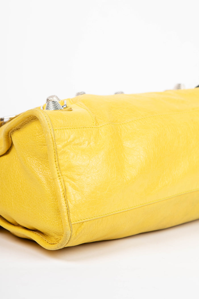 2010s Balenciaga Yellow Leather City Bag with Giant SHW