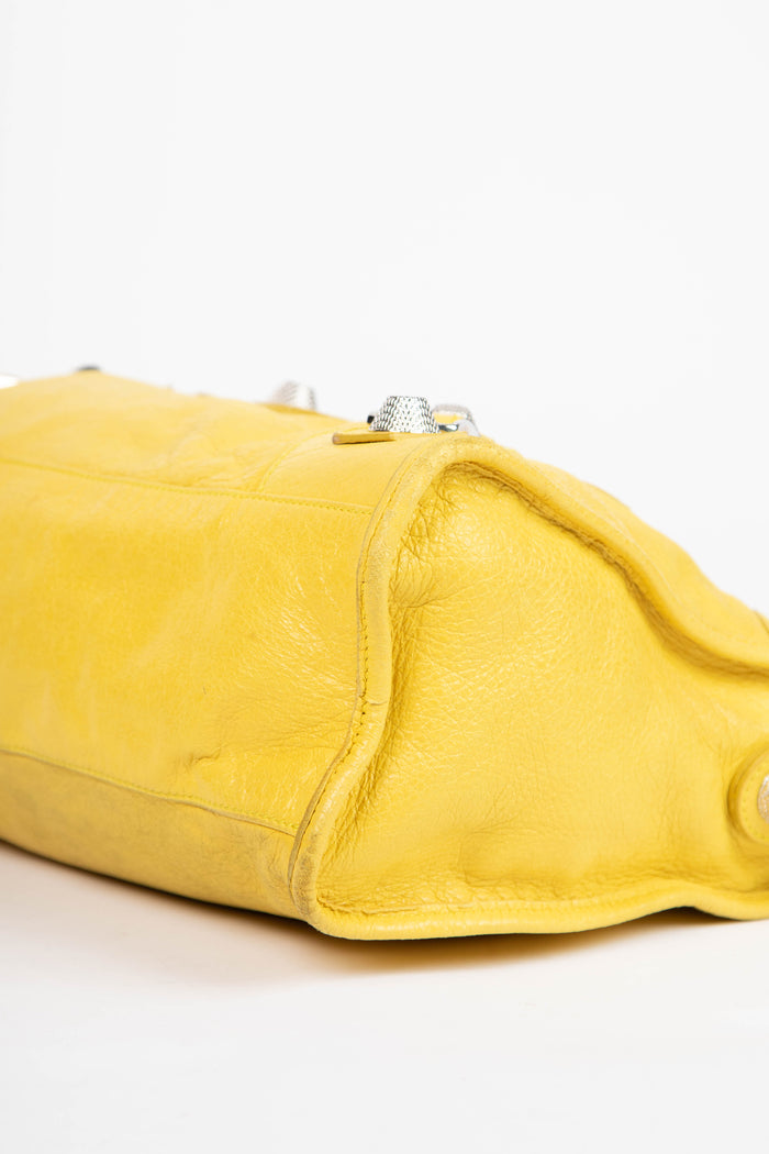 2010s Balenciaga Yellow Leather City Bag with Giant SHW