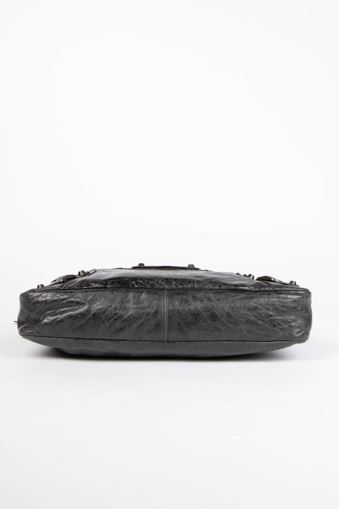 2000s Balenciaga Black Leather First City Shoulder Bag