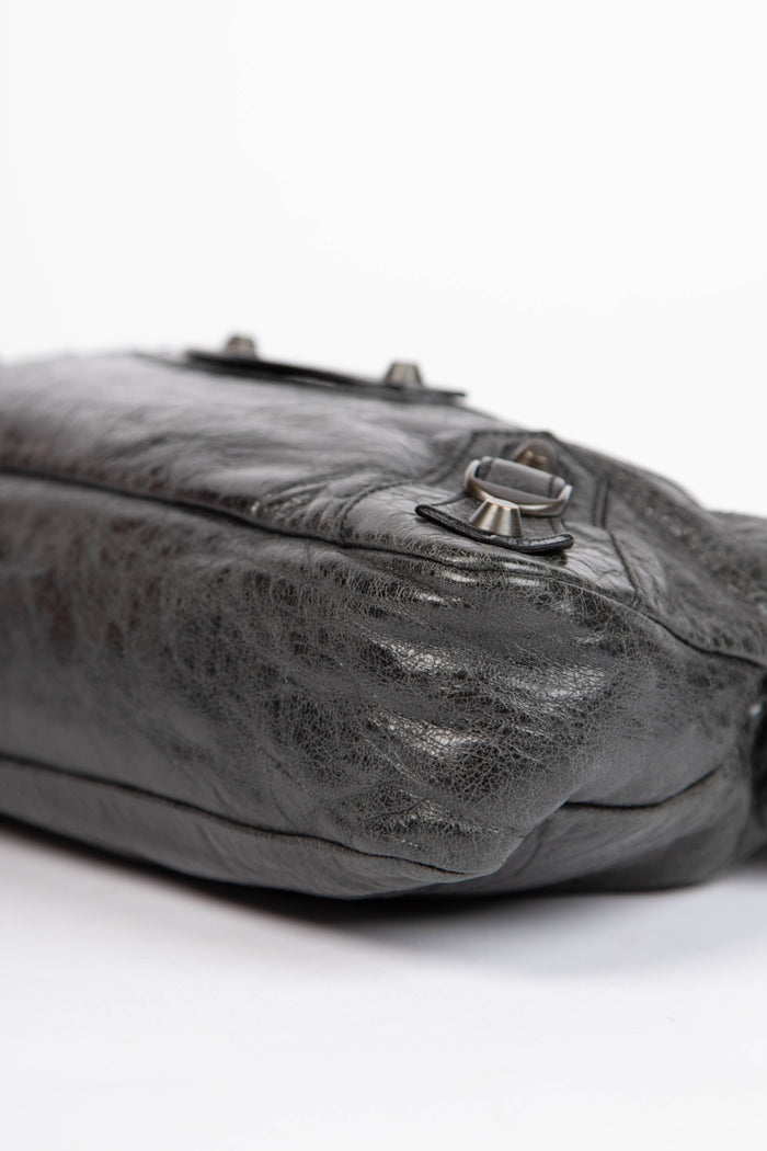 2000s Balenciaga Black Leather First City Shoulder Bag