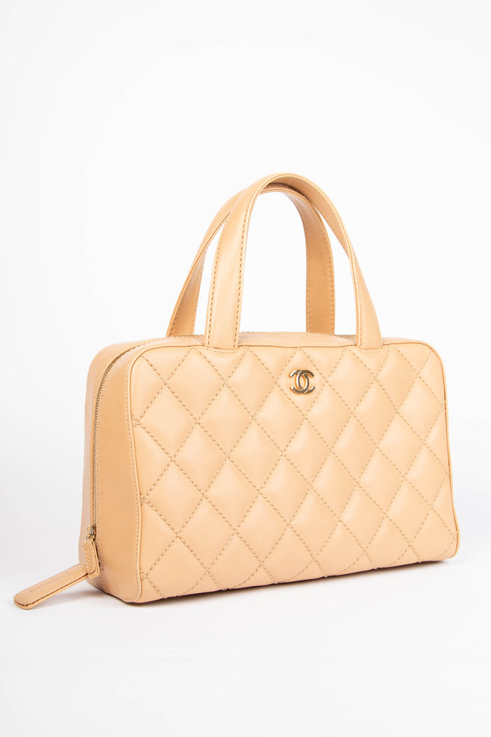 Vintage Chanel Beige Wild Stitch Top Handle Bag