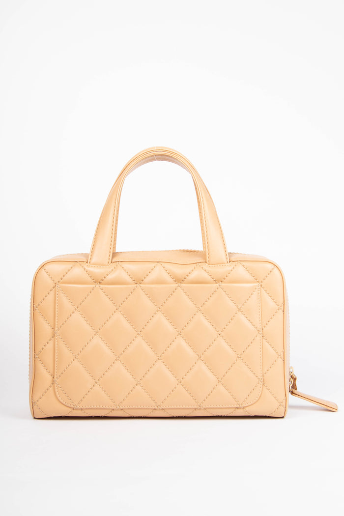 Vintage Chanel Beige Wild Stitch Top Handle Bag