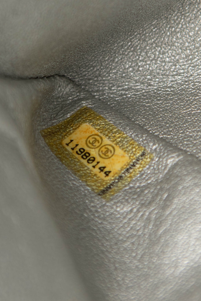 2000s Chanel Silver Metallic Re-issue Small Double Flap Shoulder Bag