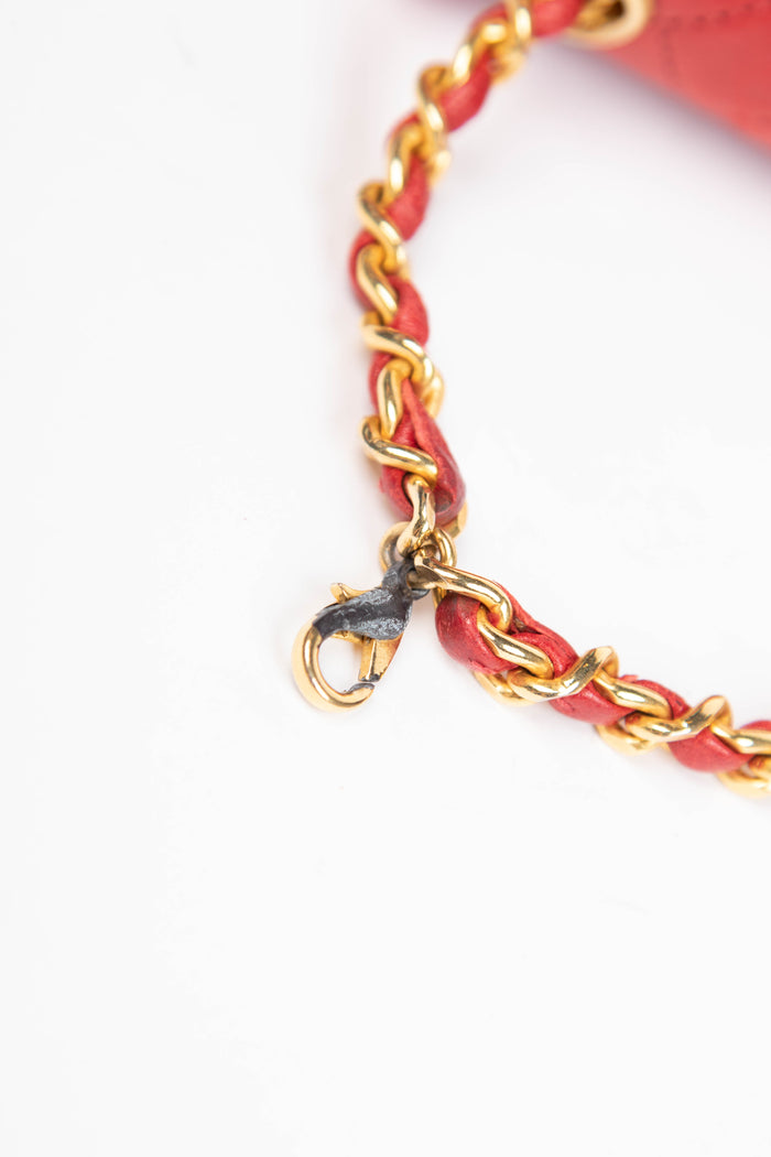 90s Chanel Red Lambskin Leather Mini Bag Charm