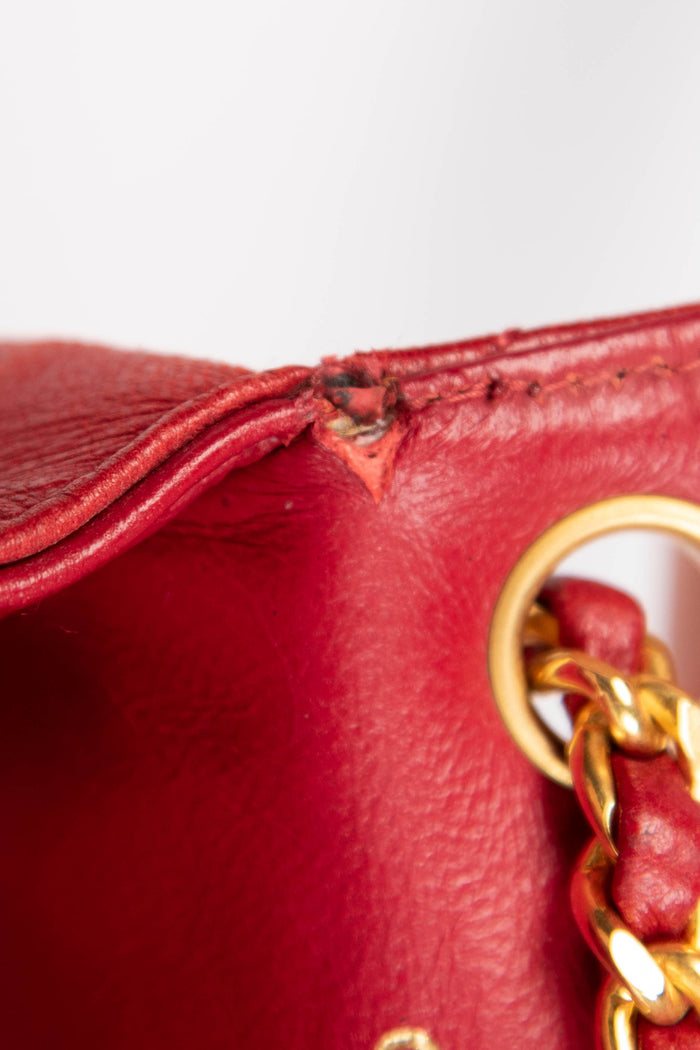 90s Chanel Red Lambskin Leather Mini Bag Charm