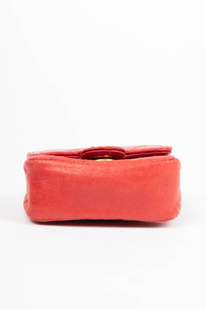 90s Chanel Red Lambskin Leather Mini Bag Charm