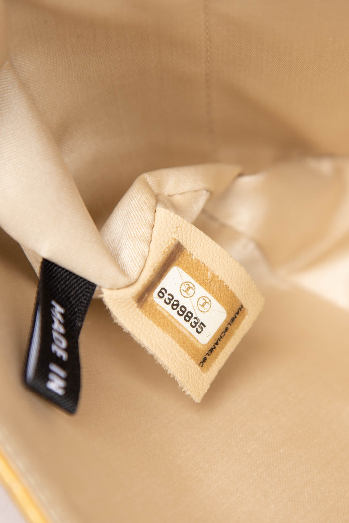 2000s Chanel Yellow Patent Leather East West Chocolate Bar Shoulder Bag