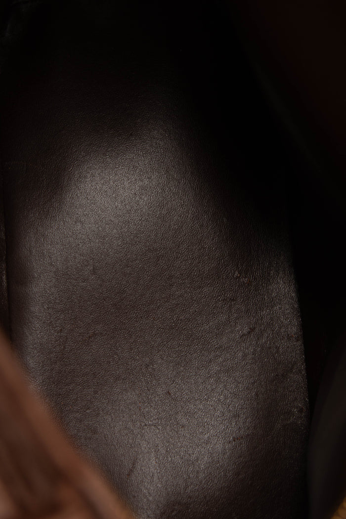 2000s Chanel Brown Suede Leather Gold Medallion Tote Bag