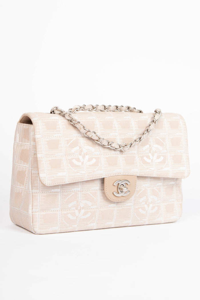 2000s Chanel Beige Travel Line Single Flap Shoulder Bag