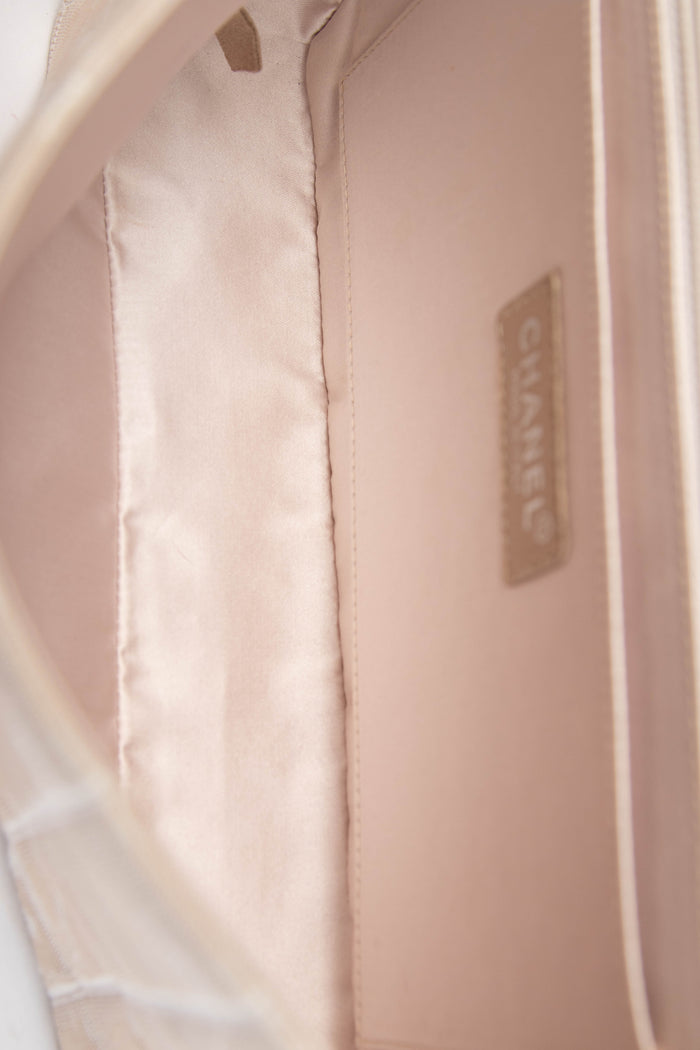 2000s Chanel Beige Travel Line Single Flap Shoulder Bag