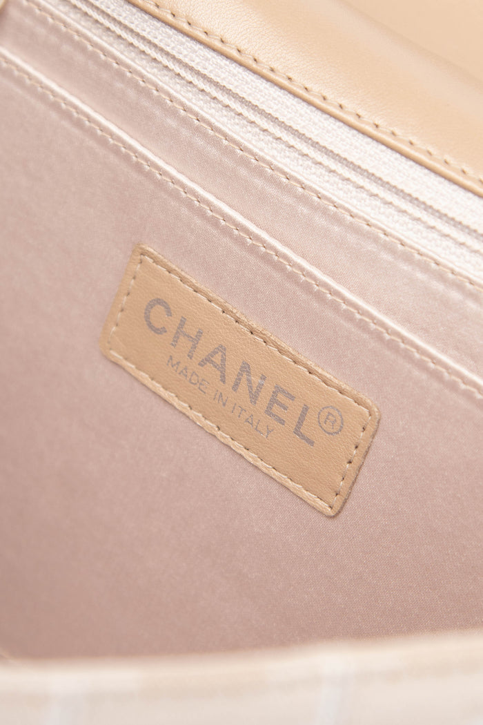 2000s Chanel Beige Travel Line Single Flap Shoulder Bag