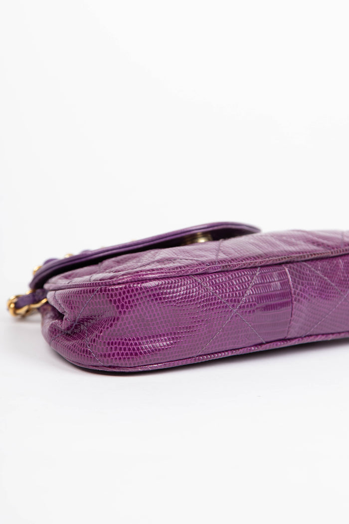 RARE 90s Chanel Purple Lizard Crossbody Bag