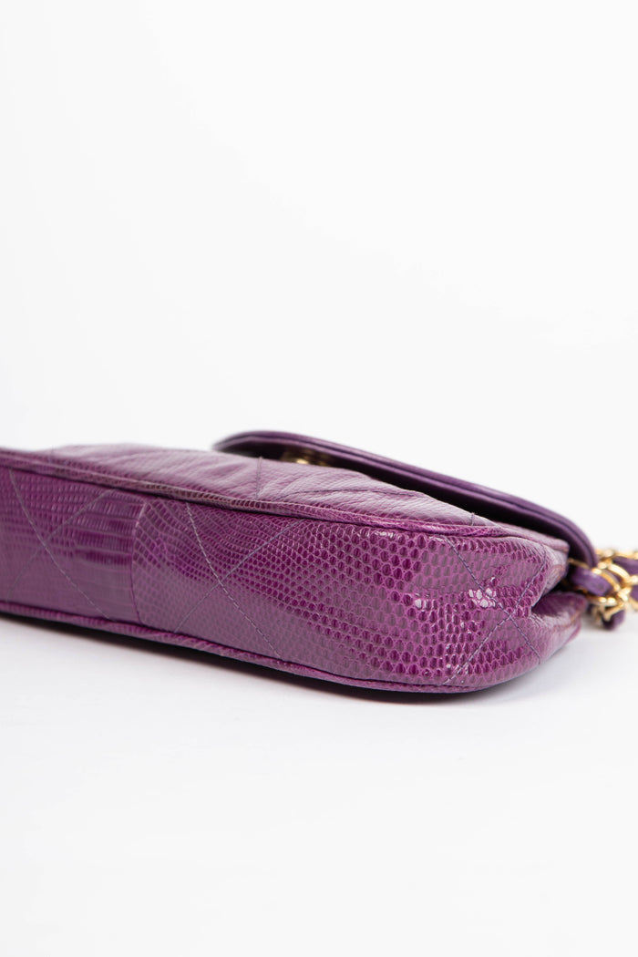 RARE 90s Chanel Purple Lizard Crossbody Bag