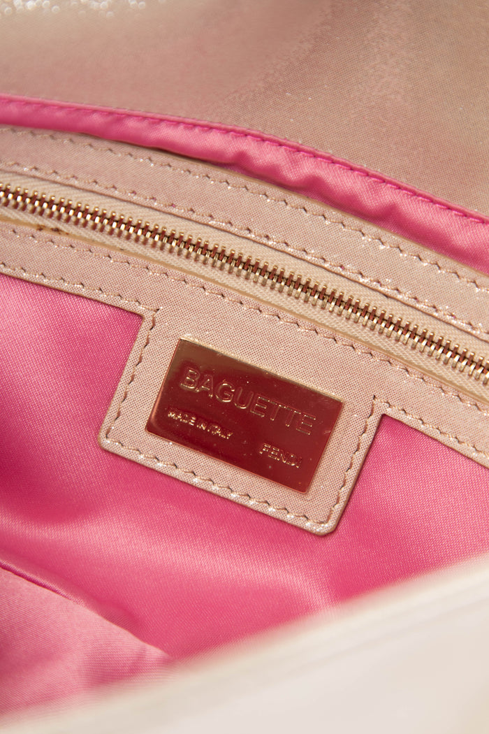 RARE 2000s Fendi Champagne Leather Baguette Shoulder Bag