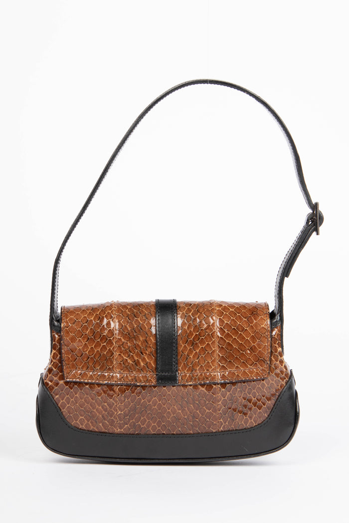 RARE Vintage Gucci Brown Python Mini Jackie Shoulder Bag