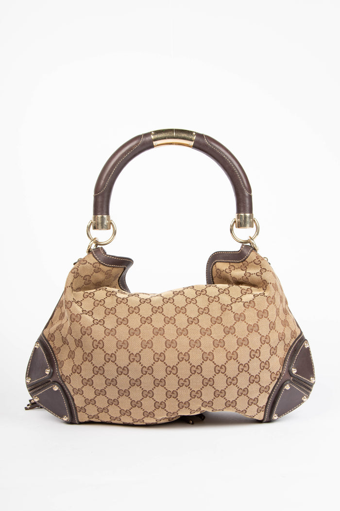 2000s Gucci Classic GG Canvas Indy Tassel Shoulder Bag