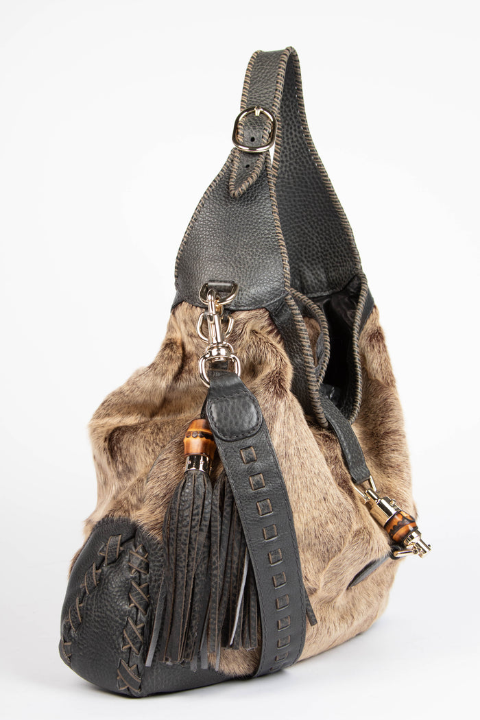 2000s Gucci Fur Crossbody Jackie Bag