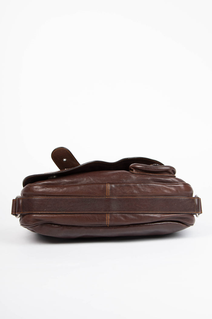 2000s Christian Dior Brown Leather Gaucho Shoulder Bag