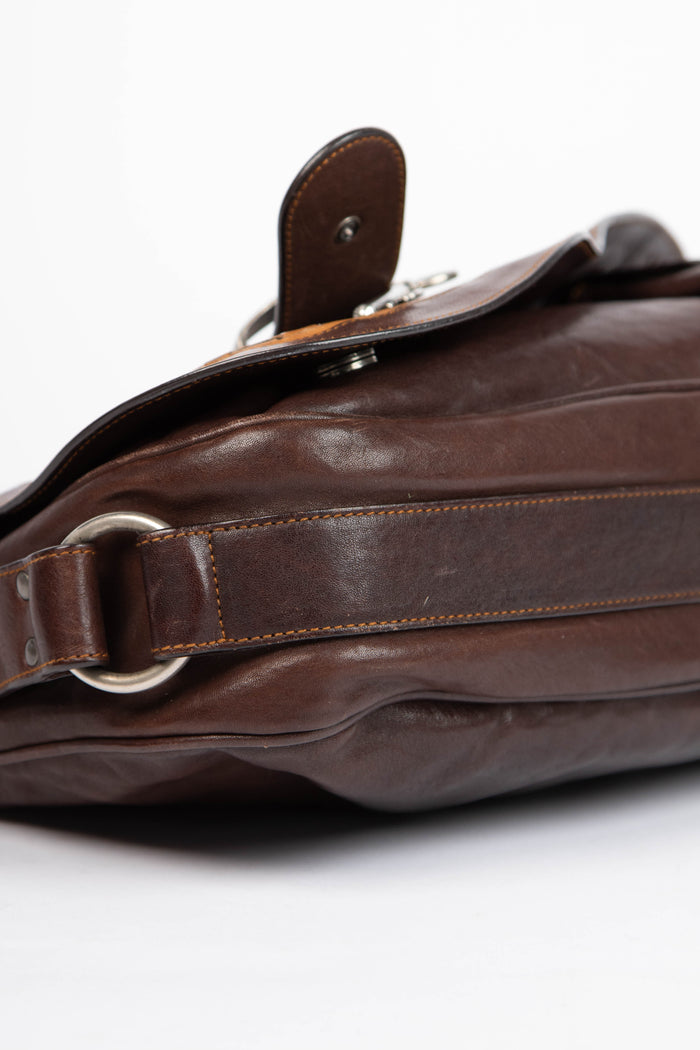 2000s Christian Dior Brown Leather Gaucho Shoulder Bag