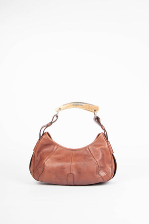 Vintage Yves Saint Laurent Small Brown Leather Mombasa Shoulder