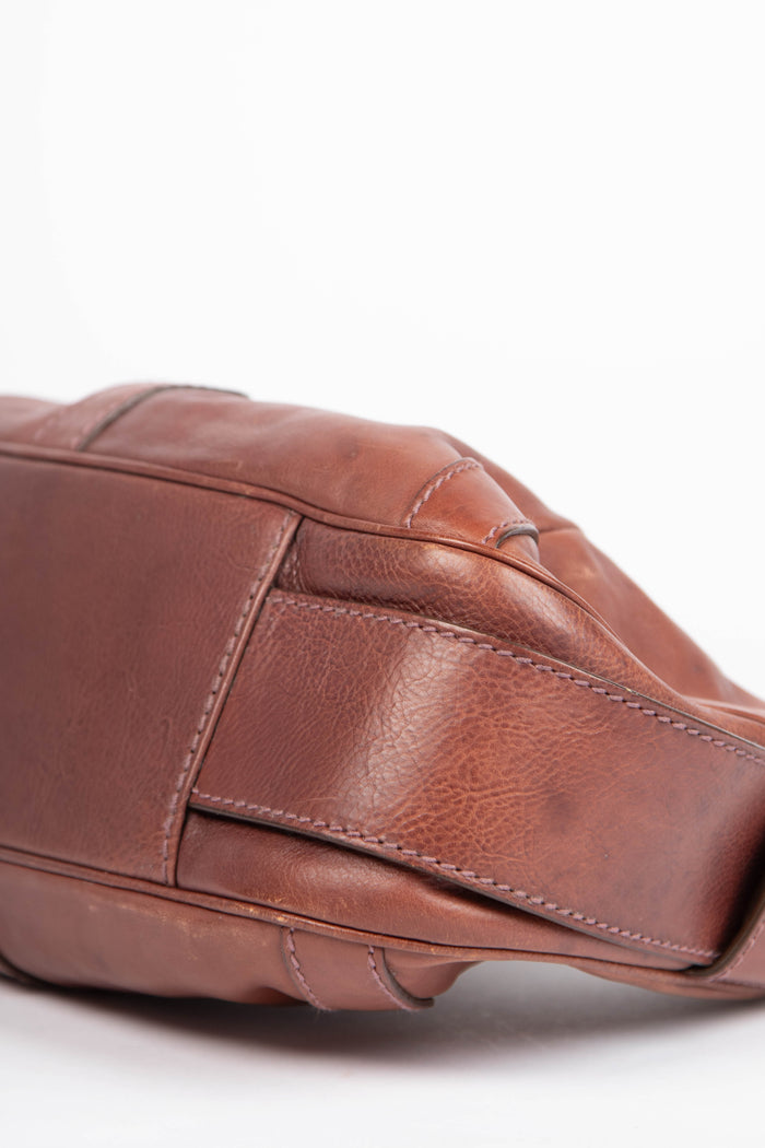 Vintage Yves Saint Laurent Small Brown Leather Mombasa Shoulder Bag