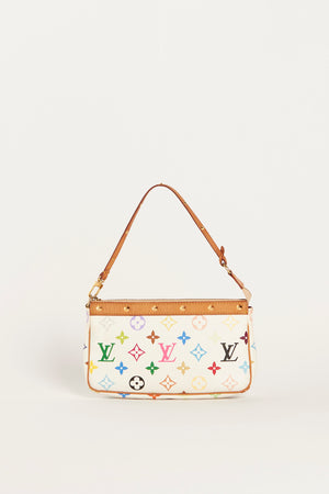 Vintage Louis Vuitton x Takashi Murakami White Multicolour Pochette Accessoires