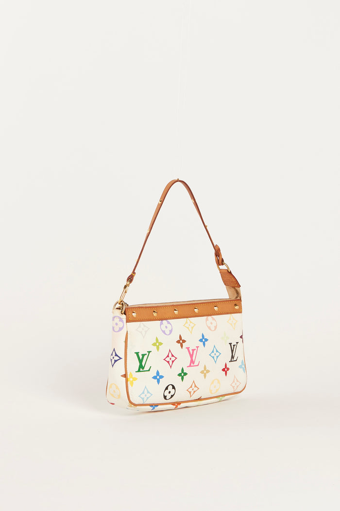 Vintage Louis Vuitton x Takashi Murakami White Multicolour Pochette Accessoires