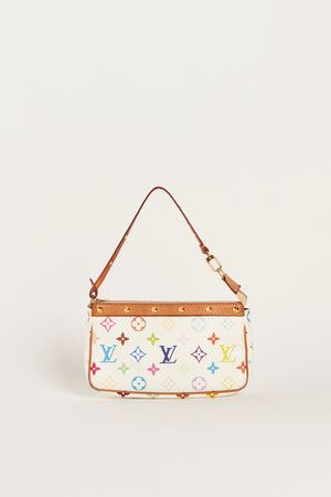 Vintage Louis Vuitton x Takashi Murakami White Multicolour Pochette Accessoires