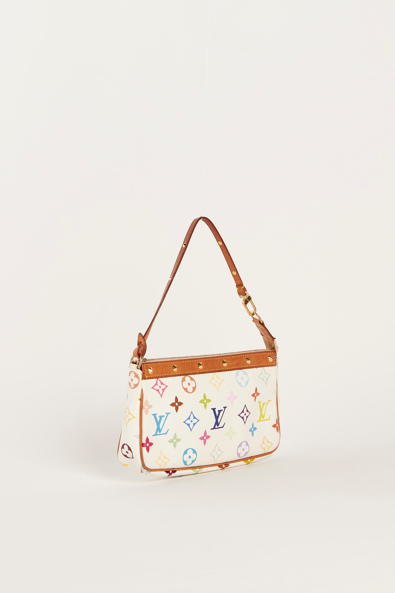 Vintage Louis Vuitton x Takashi Murakami White Multicolour Pochette Accessoires