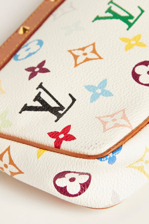 Vintage Louis Vuitton x Takashi Murakami White Multicolour Pochette Accessoires