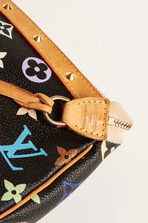 Vintage Louis Vuitton x Takashi Murakami Black Multicolour Pochette Accessoires