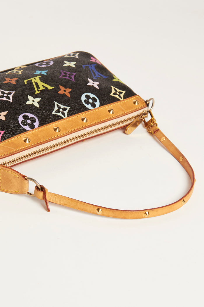 Vintage Louis Vuitton x Takashi Murakami Black Multicolour Pochette Accessoires