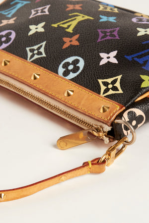 Vintage Louis Vuitton x Takashi Murakami Black Multicolour Pochette Accessoires