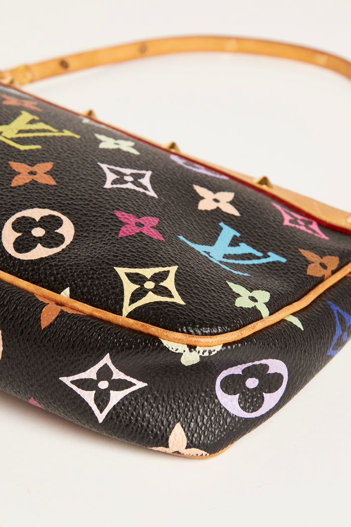 Vintage Louis Vuitton x Takashi Murakami Black Multicolour Pochette Accessoires