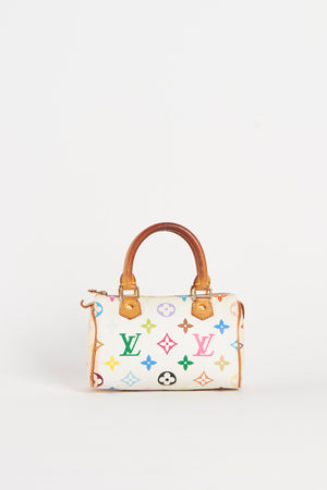 Vintage Louis Vuitton x Takashi Murakami Multicolour White Nano Speedy