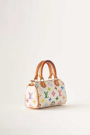 Vintage Louis Vuitton x Takashi Murakami Multicolour White Nano Speedy