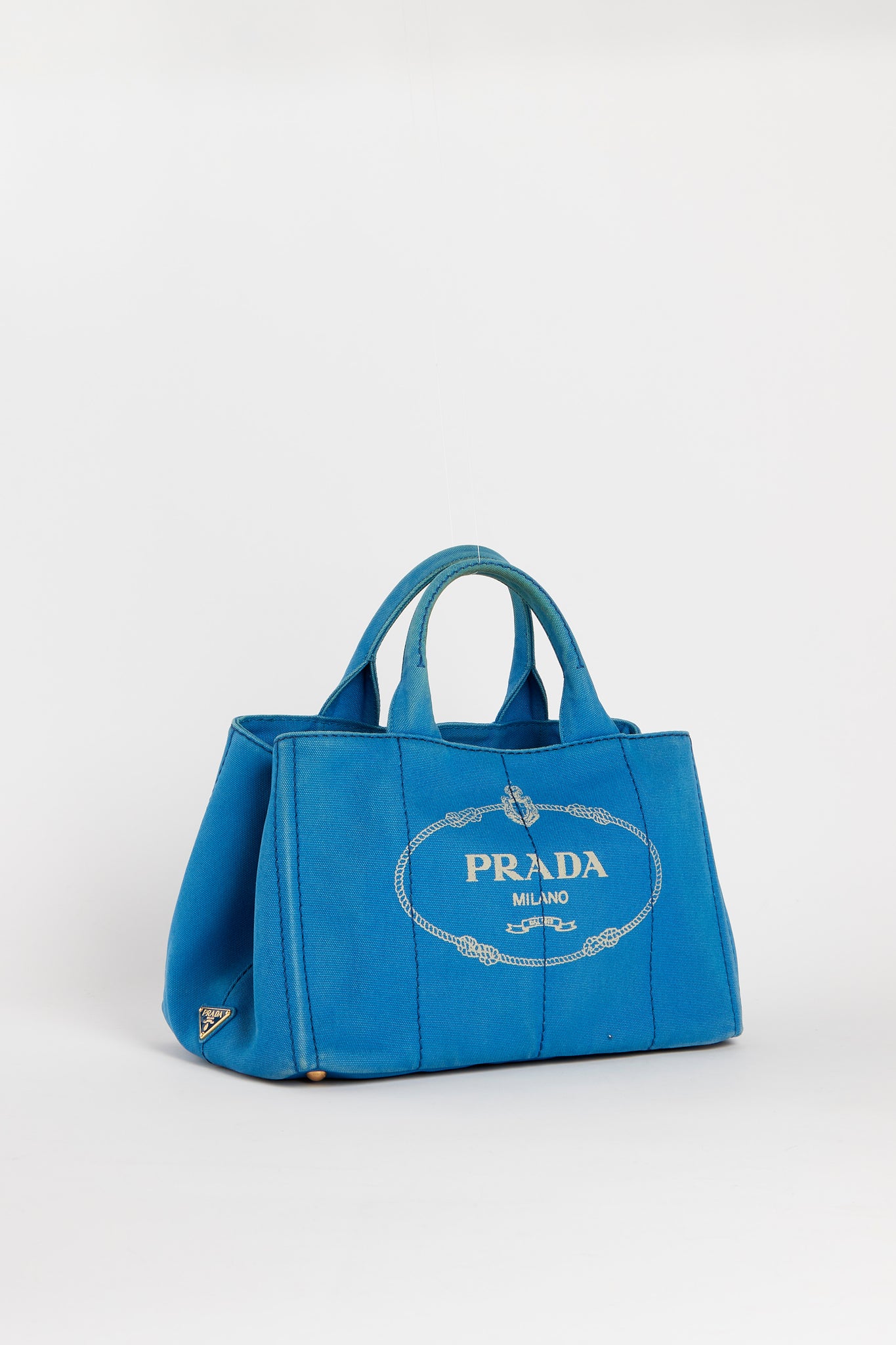 Vintage Prada Blue Canapa Tote Bag