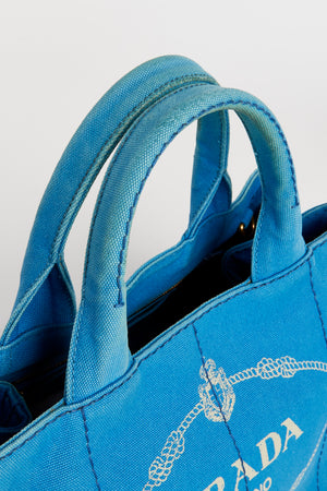 Vintage Prada Blue Canapa Tote Bag