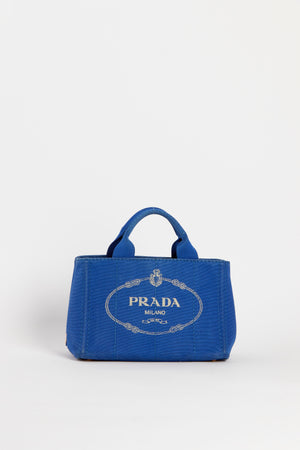 Vintage Prada Cobalt Blue Canapa Tote Bag