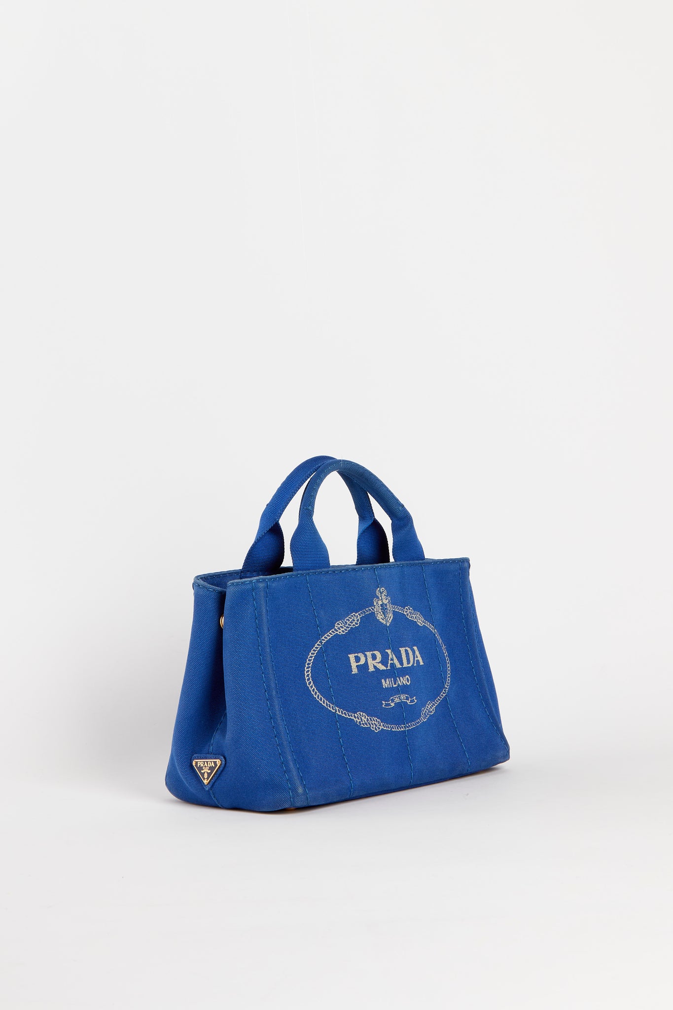 Vintage Prada Cobalt Blue Canapa Tote Bag