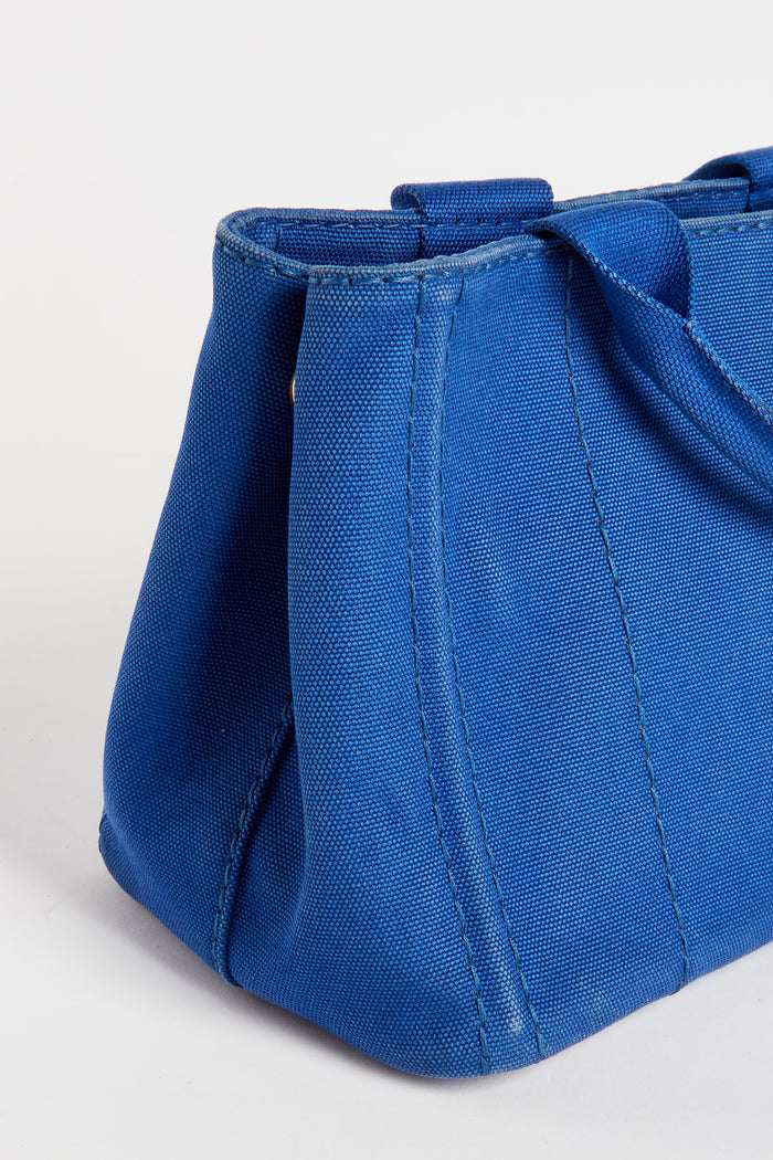 Vintage Prada Cobalt Blue Canapa Tote Bag