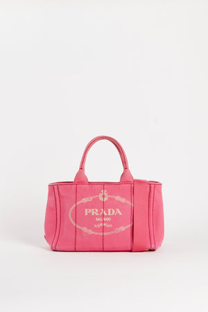 Vintage Prada Pink Canapa Tote Bag