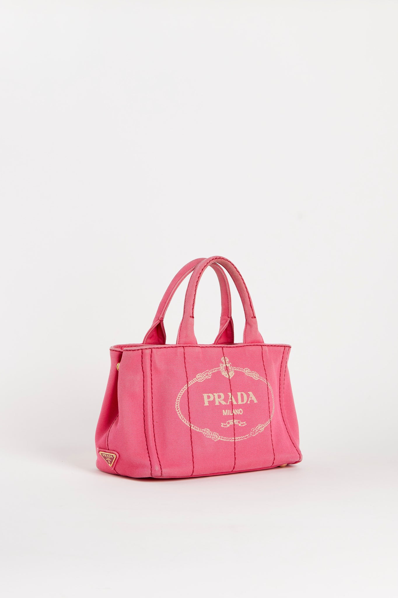 Vintage Prada Pink Canapa Tote Bag