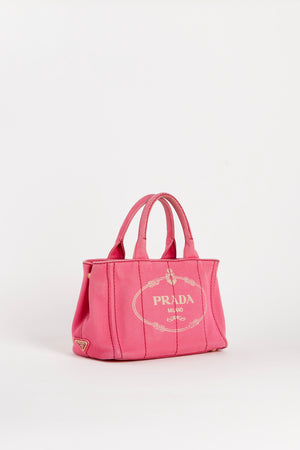 Vintage Prada Pink Canapa Tote Bag