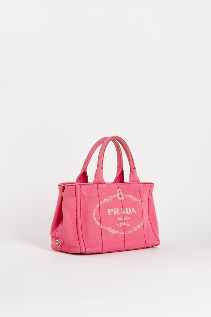 Vintage Prada Pink Canapa Tote Bag