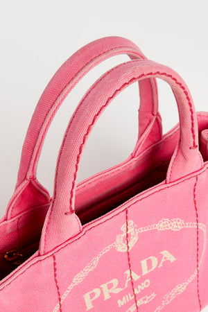 Vintage Prada Pink Canapa Tote Bag