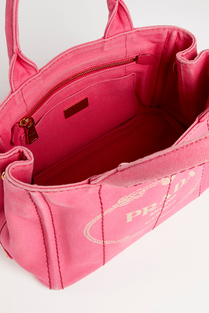 Vintage Prada Pink Canapa Tote Bag