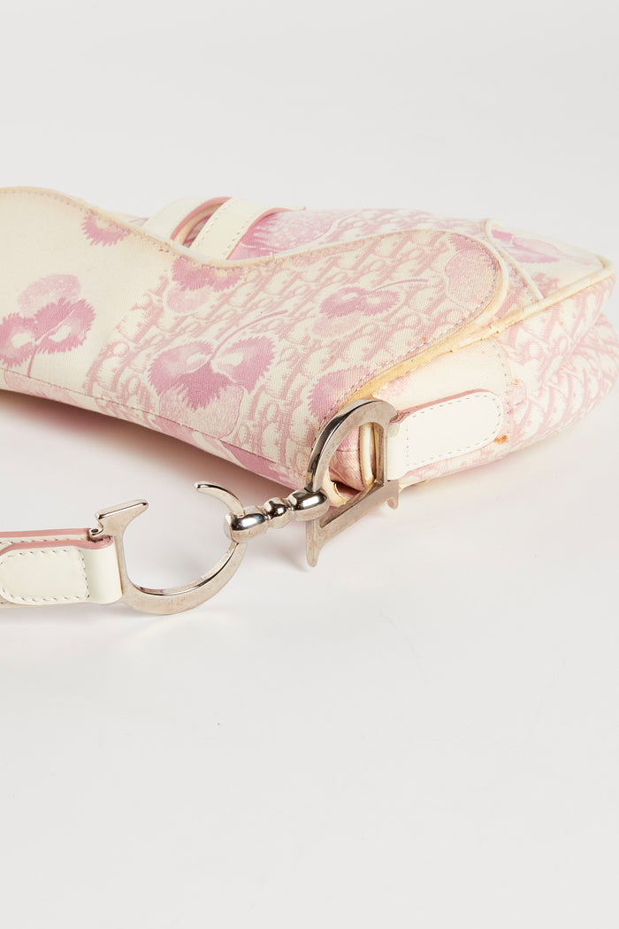 RARE 2000s Christian Dior Galliano Pink Cherry Blossom Saddle Bag