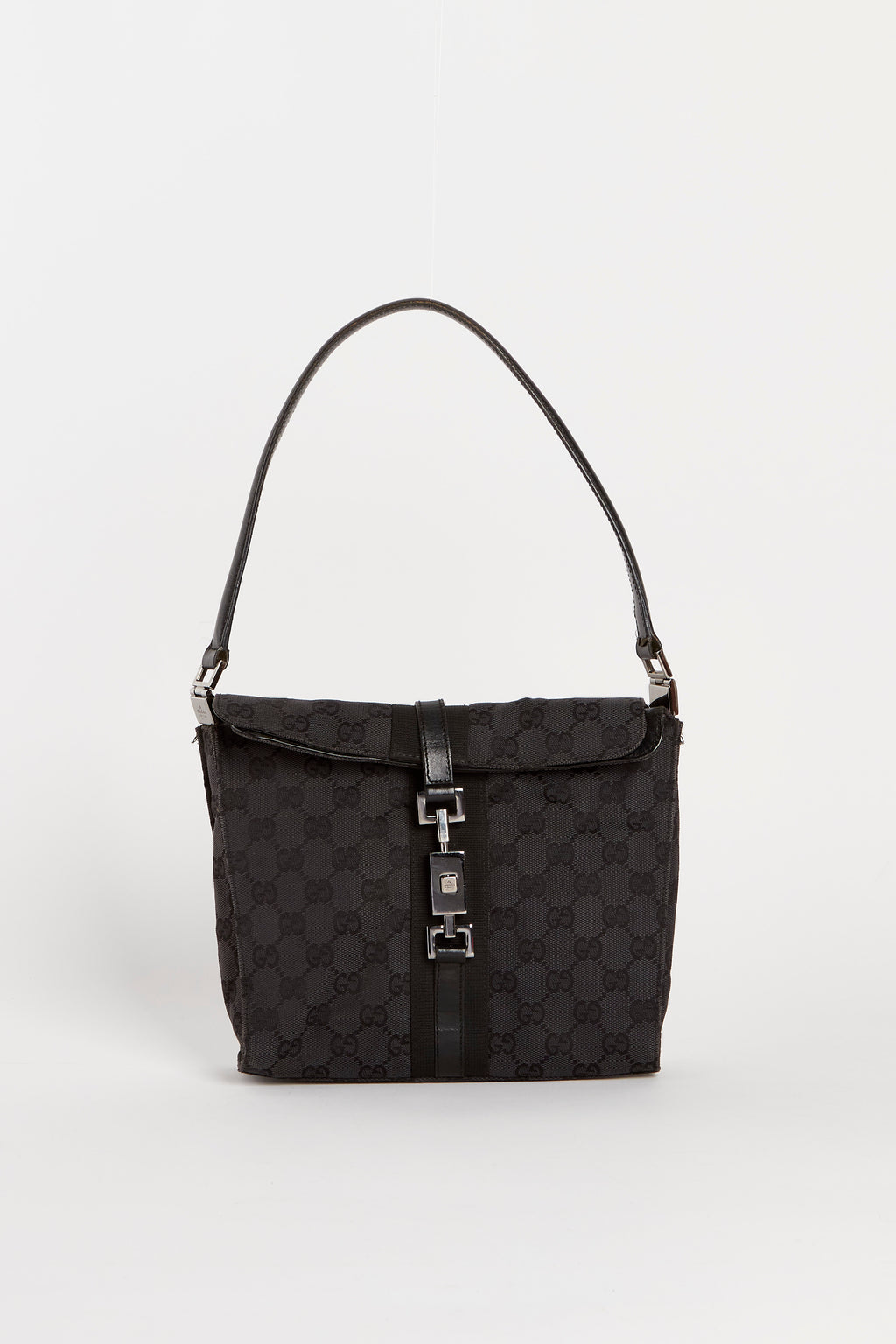 Vintage Gucci Black GG Monogram Shoulder Bag